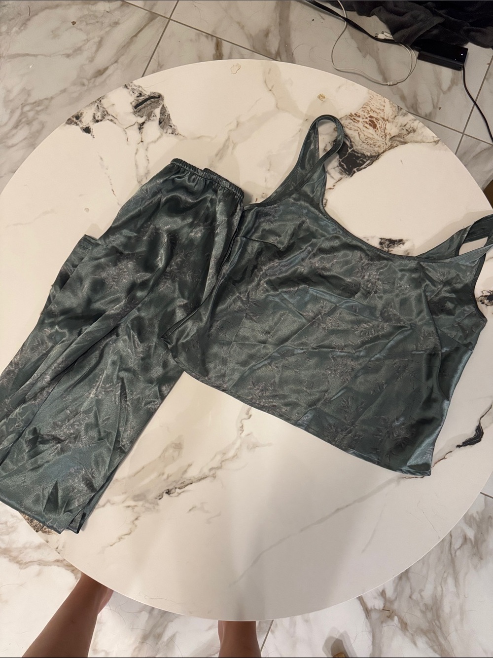 Victoria Secret Floral Camisole & Pant Lounge Set - Slate Green